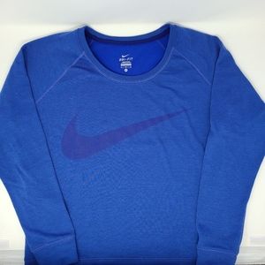 Nike Cropped Sweatshirt Crewneck Blue Swoosh Logo Size Medium Womens
